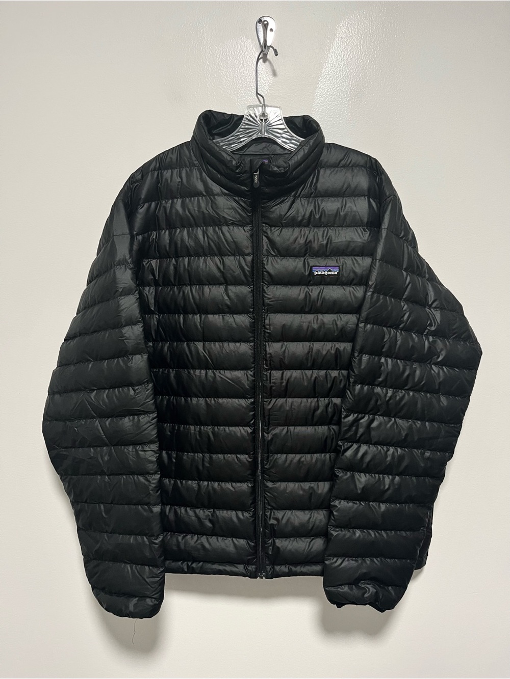 Patagonia Goose Down Sweater Full Zip Puffer Jacket Black XL No Logos !
